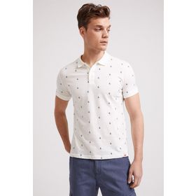 Lee Cooper 242070 İndigo Çapa Desenli Erkek Polo T-Shirt