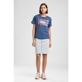 Lee Cooper 262 LCF 242013 Zebrars Indigo O Yaka Baskılı Kadın T-Shirt