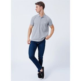 Lee Cooper Big Twins Gri Melanj Polo Yaka Erkek T-shirt