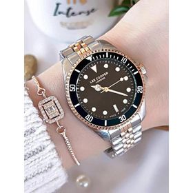 Lee Cooper BLC07593.560 Elite Seri Çelik Kordonlu 3 Atm Suya Dayanıklı Kadın Kol Saati+Bileklik