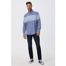 Lee Cooper Carlo Beyaz-Mavi Dokuma Erkek Gömlek