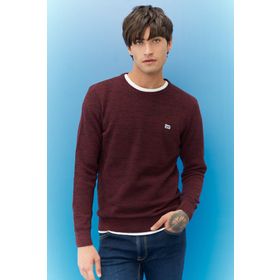 Lee L212149810 Knitwear Crew Neck Düz Şarap Bisiklet Yaka Regular Fit Erkek Kazak