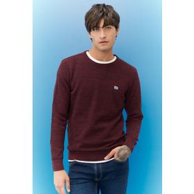 Lee L212149810 Knitwear Crew Neck Düz Şarap Bisiklet Yaka Regular Fit Erkek Kazak