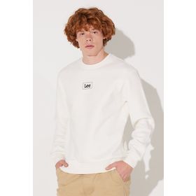 Lee L212299102_L212299 Düz Yaka Regular Fit Düz Koyu Beyaz Erkek Şardonlu Sweatshirt