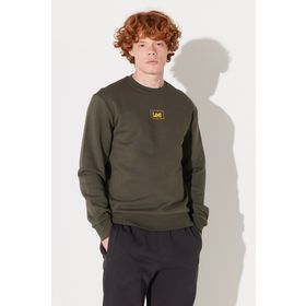 Lee L212299801_L212299 Düz Yaka Haki Erkek Sweatshirt