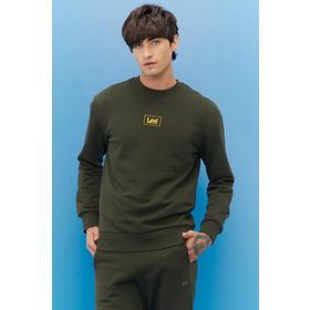 Lee L212299801_L212299 Düz Yaka Haki Erkek Sweatshirt