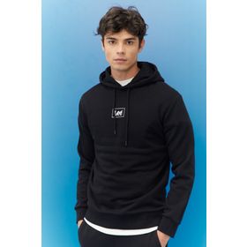 Lee L212302001 Kapüşonlu Regular Fit Düz Siyah Erkek Sweatshirt