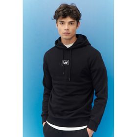 Lee L212302001 Kapüşonlu Regular Fit Düz Siyah Erkek Sweatshirt