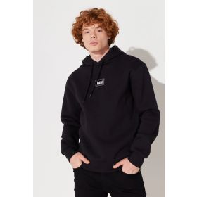 Lee L212302001 Kapüşonlu Regular Fit Düz Siyah Erkek Sweatshirt