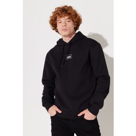 Lee L212302001 Kapüşonlu Regular Fit Düz Siyah Erkek Sweatshirt