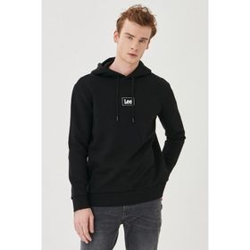 Lee L212302001 Kapüşonlu Regular Fit Düz Siyah Erkek Sweatshirt