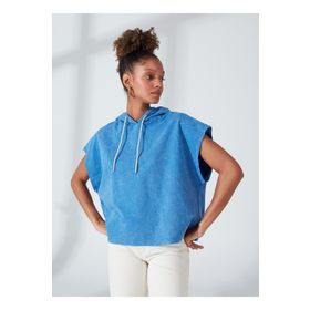 Lee L231320400 Kapüşon Yaka Mavi Kadın Sweatshirt