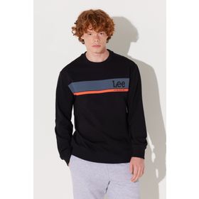 Lee L232501001 Straight Fit Bisiklet Yaka Siyah Erkek Sweatshirt