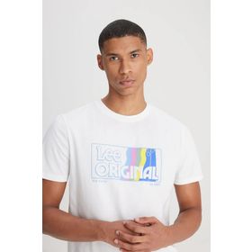 Lee LL07FENQ Bisiklet Yaka Ekru Erkek T-Shirt