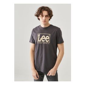 Lee Lweight SS XM Wobbly Logo CNeck Tee O Yaka Antrasit Erkek T-Shirt