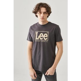 Lee Lweight SS XM Wobbly Logo CNeck Tee O Yaka Antrasit Erkek T-Shirt