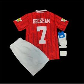Legent Lady Manchester United 92/93 Sezonu David Beckham Nostalji 4'lü Set Kırmızı Çocuk Forması