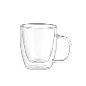 Leggno Vetro Borosilikat 310 ml Çift Camlı Kulplu Bardak