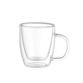 Leggno Vetro Borosilikat 310 ml Çift Camlı Kulplu Bardak