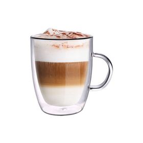 Leggno Vetro Borosilikat 400 ml Çift Camlı Kulplu Bardak