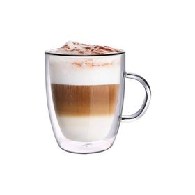Leggno Vetro Borosilikat 400 ml Çift Camlı Kulplu Bardak