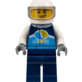 Lego CTY1110 Race Car Driver Male Dark Blue Octan E Racing Jacket and Legs White Helmet Mini Figür