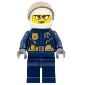 Lego CTY1363 Police City Motorcyclist Female Leather Jacket With Gold Badge and Utility Belt White Helmet Mini Figür
