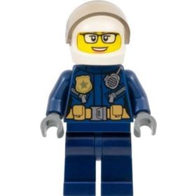 Lego CTY1363 Police City Motorcyclist Female Leather Jacket With Gold Badge and Utility Belt White Helmet Mini Figür