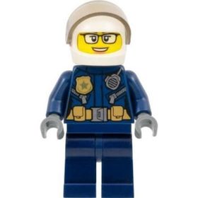 Lego CTY1363 Police City Motorcyclist Female Leather Jacket With Gold Badge and Utility Belt White Helmet Mini Figür