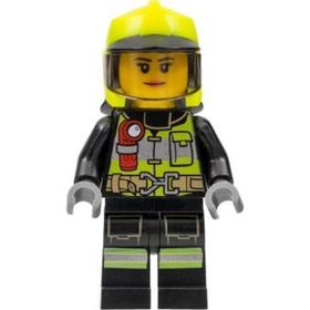 Lego CTY1371 Fire Female Reflective Stripes With Utility Belt and Flashlight Mini Figür
