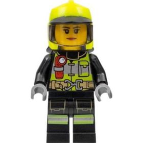 Lego CTY1371 Fire Female Reflective Stripes With Utility Belt and Flashlight Mini Figür