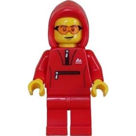 Lego CTY1627 Mountain Bike Cyclist Male Red Tracksuit Hoodie Safety Glasses Mini Figür