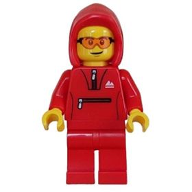 Lego CTY1627 Mountain Bike Cyclist Male Red Tracksuit Hoodie Safety Glasses Mini Figür