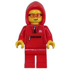 Lego CTY1627 Mountain Bike Cyclist Male Red Tracksuit Hoodie Safety Glasses Mini Figür