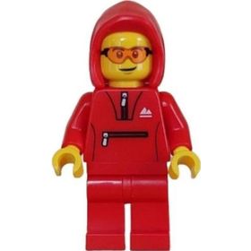 Lego CTY1627 Mountain Bike Cyclist Male Red Tracksuit Hoodie Safety Glasses Mini Figür