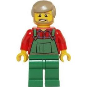 Lego HOL067 Minifigures Overalls Farmer Green Dark Tan Hair and Beard Mini Figür