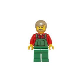 Lego HOL067 Minifigures Overalls Farmer Green Dark Tan Hair and Beard Mini Figür