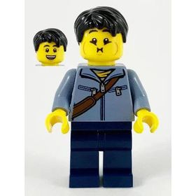 Lego HOL226 Man Sand Blue Jacket And Reddish Brown Satchel Mini Figür