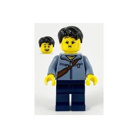 Lego HOL226 Man Sand Blue Jacket And Reddish Brown Satchel Mini Figür