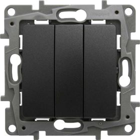 Legrand 768603 Raventi Siyah Üçlü Anahtar
