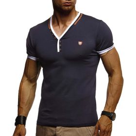 Leif Nelson LN-1330 Mavi V Yaka Erkek T-shirt