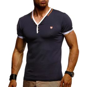 Leif Nelson LN-1330 Mavi V Yaka Erkek T-shirt