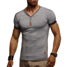Leif Nelson LN-1390 Antrasit V Yaka Erkek T-shirt