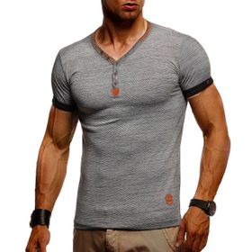 Leif Nelson LN-1390 Antrasit V Yaka Erkek T-shirt