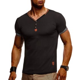 Leif Nelson LN-1390 Siyah V Yaka Erkek T-shirt