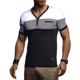 Leif Nelson LN-4885 V Yaka Siyah Erkek T-shirt