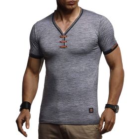 Leif Nelson LN-4890 Antrasit V Yaka Erkek T-shirt