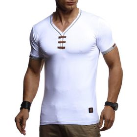 Leif Nelson LN-4890 V Yaka Beyaz Erkek T-shirt
