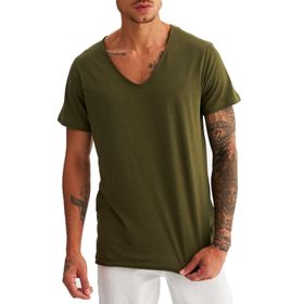 Leif Nelson LN-6280 Haki V Yaka Erkek T-shirt