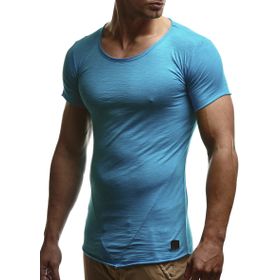 Leif Nelson LN-6281 Turkuaz Bisiklet Yaka Erkek T-shirt